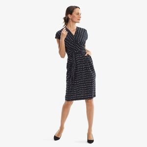 M.M. Lafleur Noel Dress Womens 6‎ Swipe Print Dark Iris Navy Faux Wrap Business